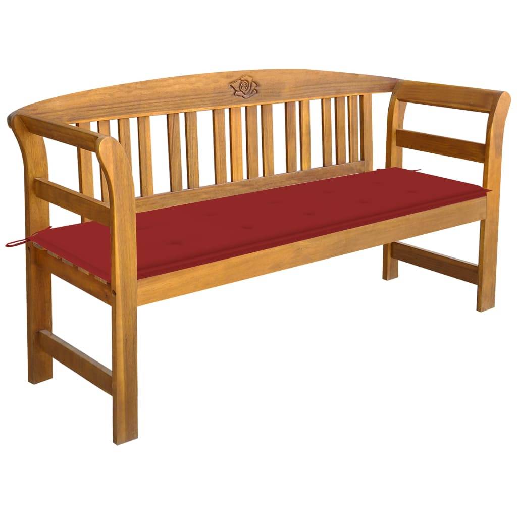 Helloshop26 - Banc de jardin meuble de patio d'extérieur terrasse avec coussin 157 cm bois d'acacia massif - Image 1