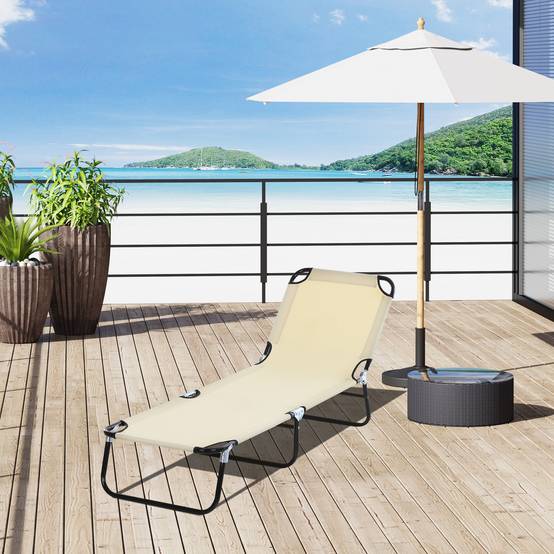 Chaise longue, dossier réglable, en acier, pour jardin et balcon, bleue - Image 2