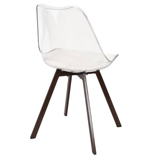 ALTOBUY - Lot de 2 chaises coque transparente coussin assise en velours côtelé crème - MOARY - Image 7