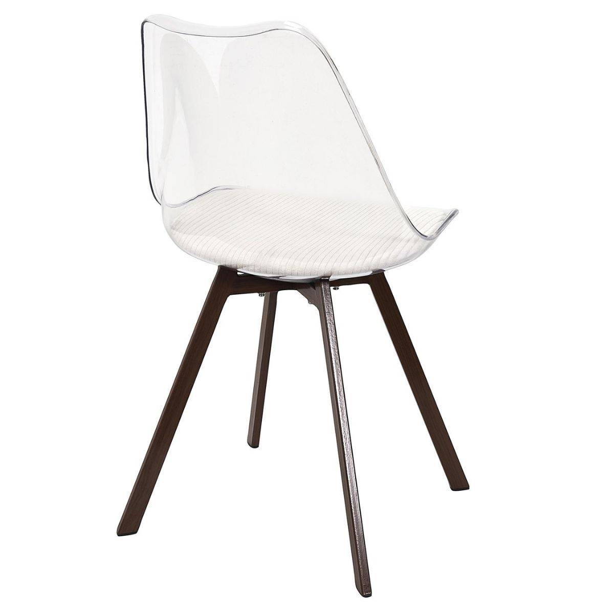 ALTOBUY - Lot de 2 chaises coque transparente coussin assise en velours côtelé crème - MOARY - Image 7