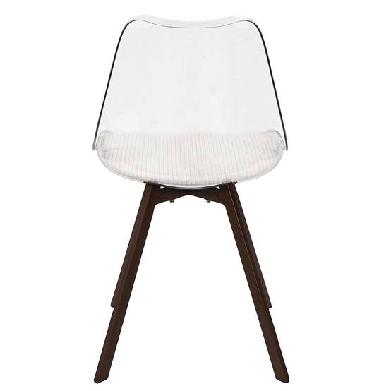 ALTOBUY - Lot de 2 chaises coque transparente coussin assise en velours côtelé crème - MOARY - Image 6