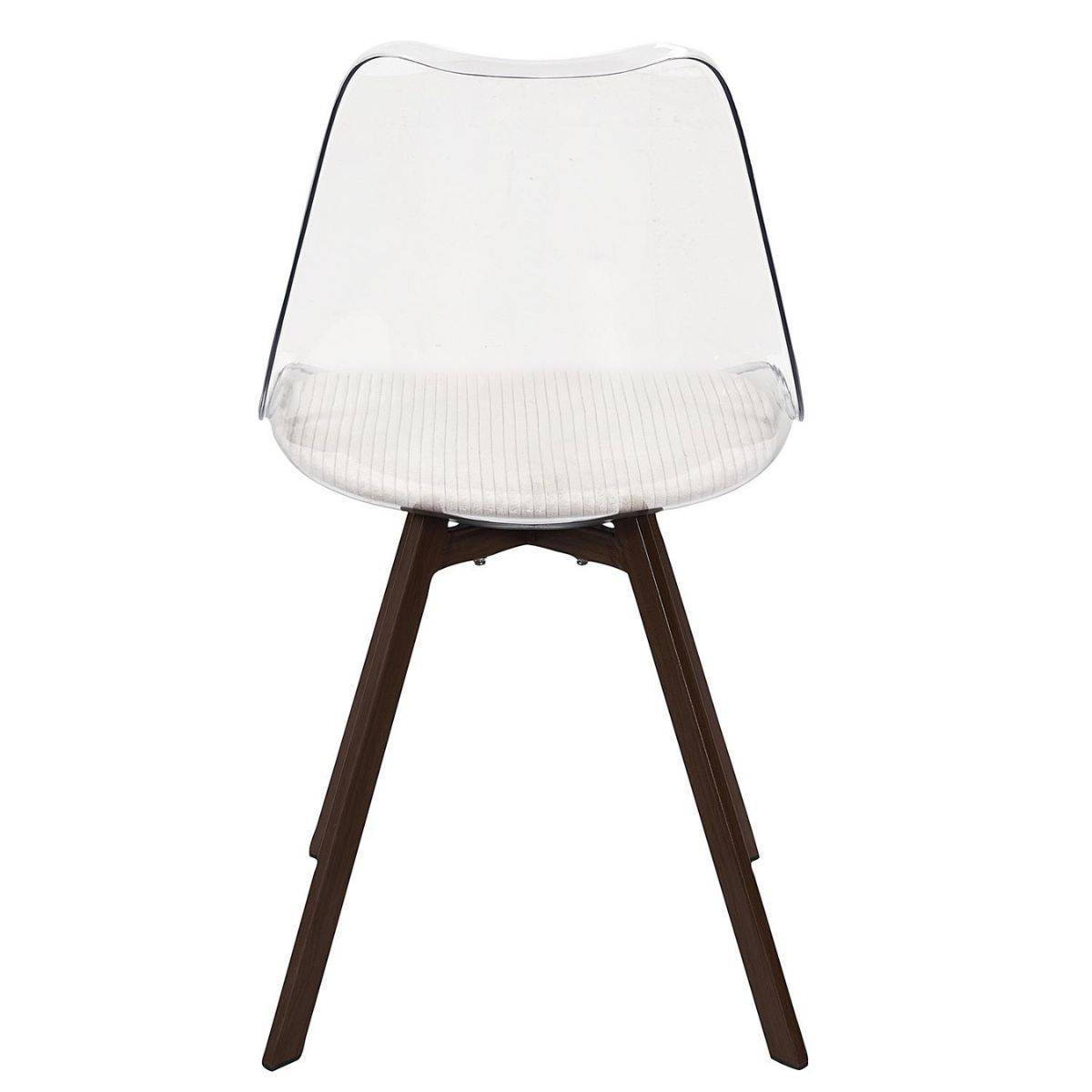 ALTOBUY - Lot de 2 chaises coque transparente coussin assise en velours côtelé crème - MOARY - Image 6