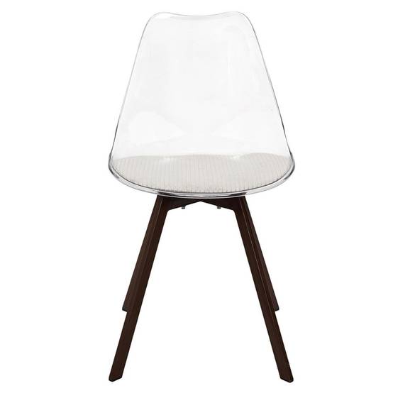 ALTOBUY - Lot de 2 chaises coque transparente coussin assise en velours côtelé crème - MOARY - Image 4
