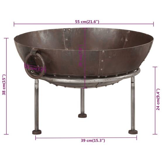 ComfortXL - Brasero Foyer en Fer sur 3 Pieds avec Poignées pour Jardin Stable 55 cm Brun – ComfortXL Outdoor Living - Image 7