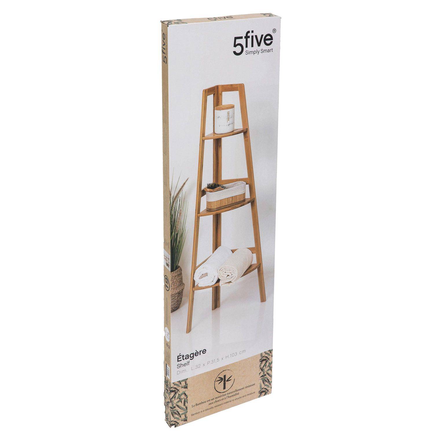 Etagère d'angle 3 niveaux en bambou - Hauteur 103 cm - Five Simply Smart - Image 2