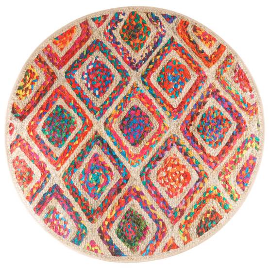 Tapis Rond Décoratif Velours Lavable en Machine Antidérapant pour Chambre Multicolore Ø 120 cm – ComfortXL Outdoor Living - Image 2
