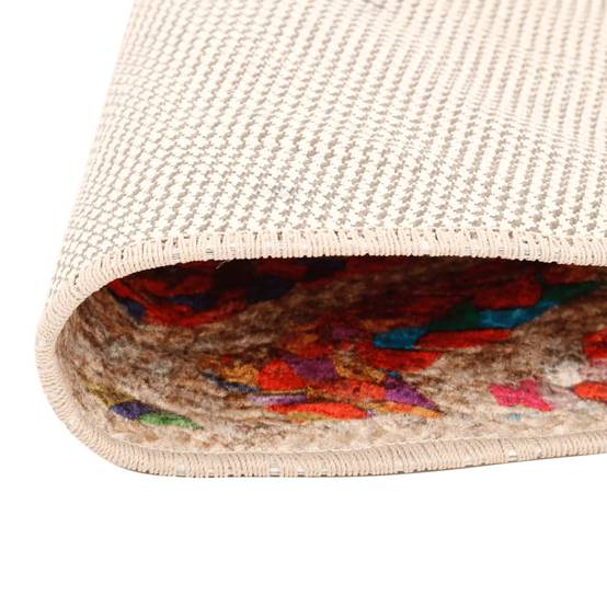 Tapis Rond Décoratif Velours Lavable en Machine Antidérapant pour Chambre Multicolore Ø 120 cm – ComfortXL Outdoor Living - Image 3