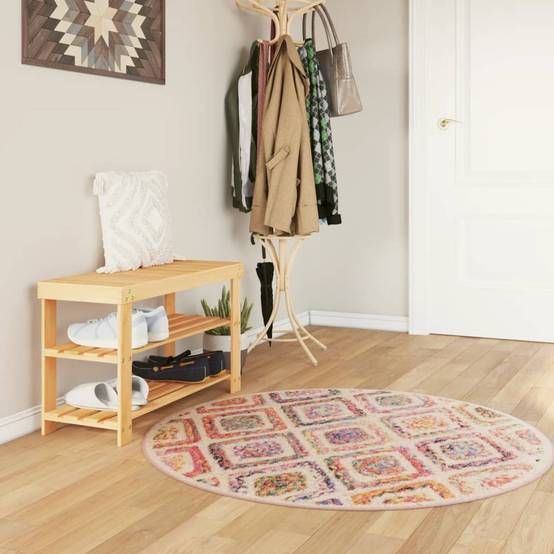 Tapis Rond Décoratif Velours Lavable en Machine Antidérapant pour Chambre Multicolore Ø 120 cm – ComfortXL Outdoor Living - Image 1