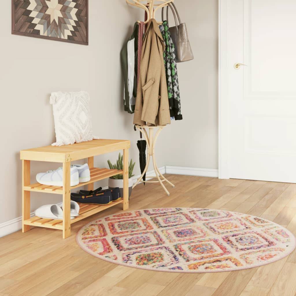 Tapis Rond Décoratif Velours Lavable en Machine Antidérapant pour Chambre Multicolore Ø 120 cm – ComfortXL Outdoor Living - Image 1