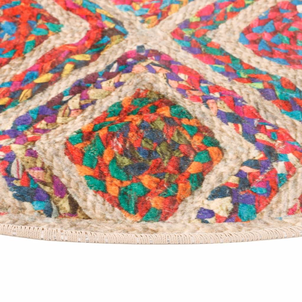 Tapis Rond Décoratif Velours Lavable en Machine Antidérapant pour Chambre Multicolore Ø 120 cm – ComfortXL Outdoor Living - Image 4