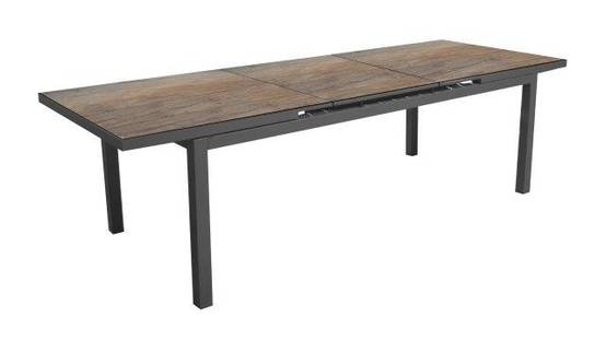 Proloisirs - Table de jardin extensible Teramo en aluminium/HPL - 180/240 x 90 cm - graphite/bambou PROLOISIRS
