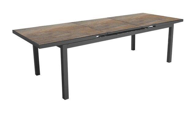 Proloisirs - Table de jardin extensible Teramo en aluminium/HPL - 180/240 x 90 cm - graphite/bambou PROLOISIRS