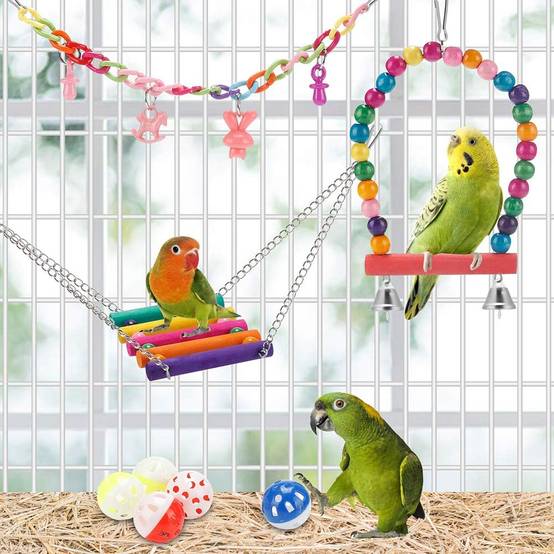 Jeux pour oiseaux - Avec fonctions de balance, hamac, escalade et chewing - Image 3