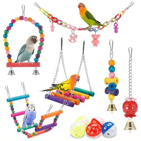 Jeux pour oiseaux - Avec fonctions de balance, hamac, escalade et chewing - Image 1