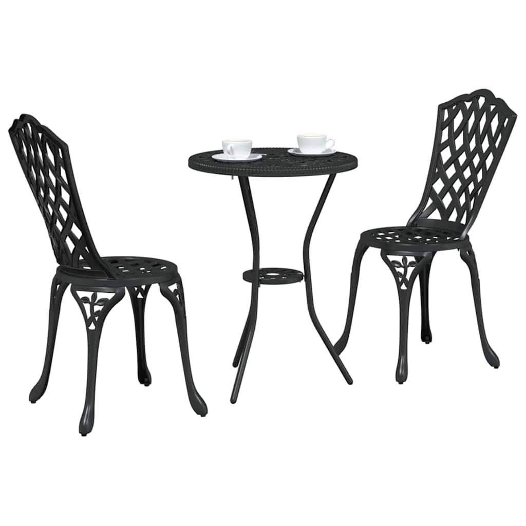 Vidaxl - Ensemble bistro de jardin 3 pcs-Salons de jardin Noir Aluminium 558780 - Image 3