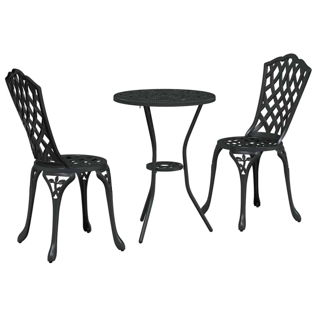 Vidaxl - Ensemble bistro de jardin 3 pcs-Salons de jardin Noir Aluminium 558780 - Image 2