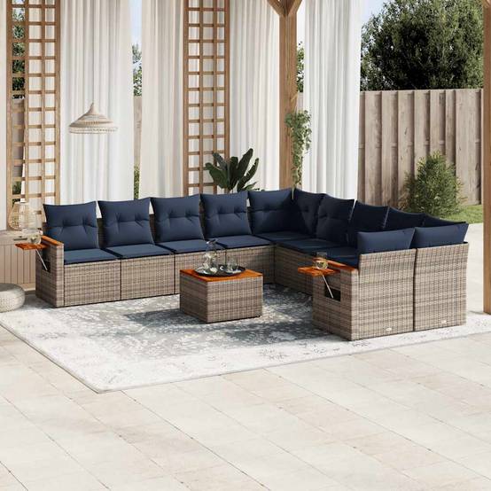 ComfortXL - Salon de jardin gris 10 places en résine tressée modulable avec table basse et tablette d'appoint – ComfortXL Outdoor Living - Image 1