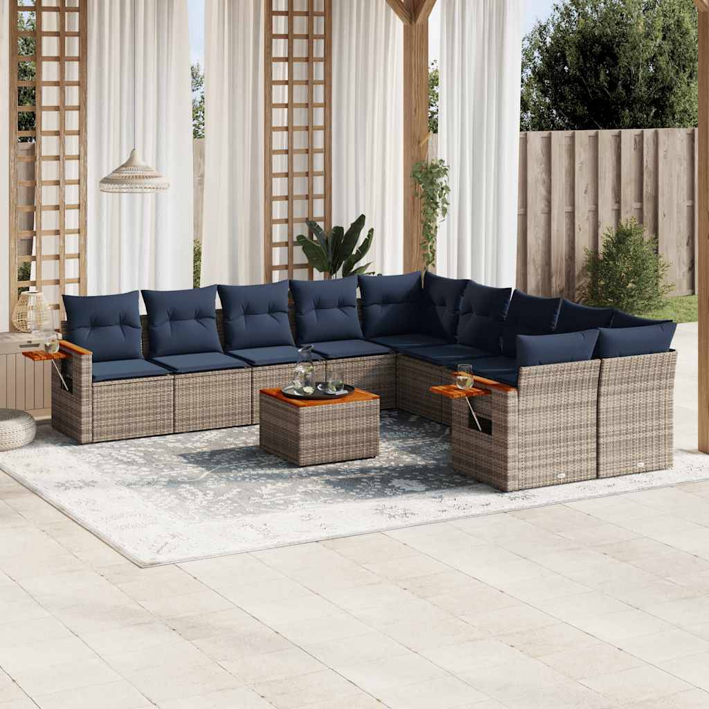 ComfortXL - Salon de jardin gris 10 places en résine tressée modulable avec table basse et tablette d'appoint – ComfortXL Outdoor Living