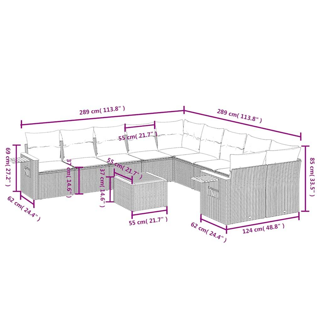 ComfortXL - Salon de jardin gris 10 places en résine tressée modulable avec table basse et tablette d'appoint – ComfortXL Outdoor Living - Image 9