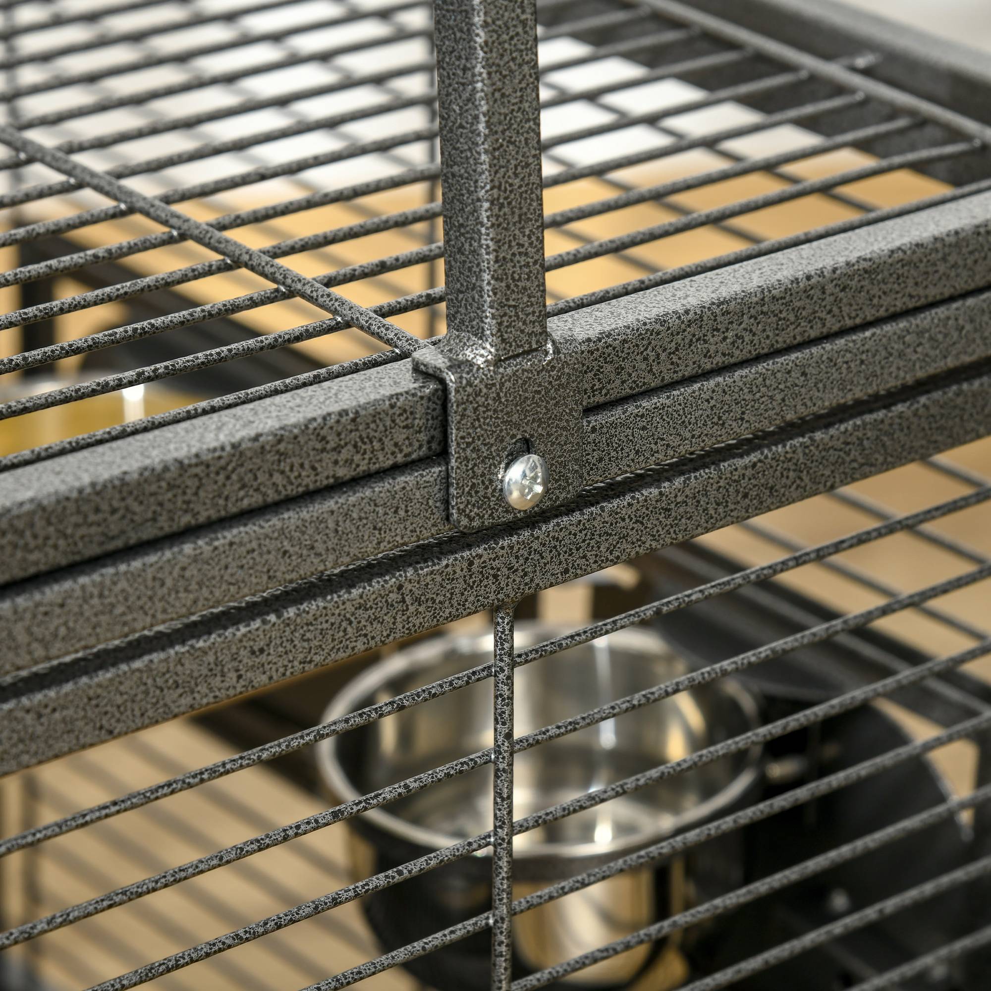 Cage de transport acier pour perroquets poignée et perchoirs 48x38x65cm noir - ComfortXL Outdoor Living - Image 10