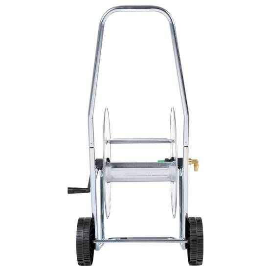 Chariot d'enrouleur de tuyau acier galvanisé argenté et noir 50 x 28.5 x 50 cm - PANGIVO - Image 5