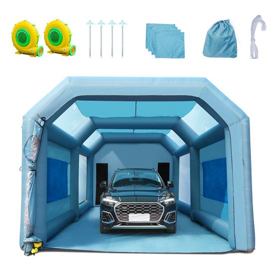 VEVOR Cabine peinture gonflable 8.5x4.8x3.3m, Oxford 210D, système filtration, 2 souffleurs. - Image 1