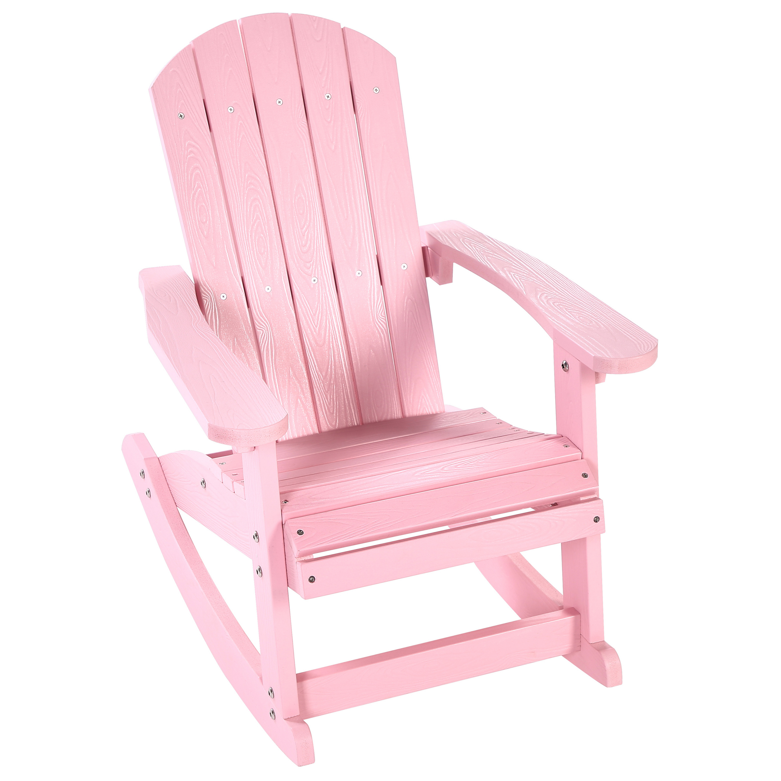 Chaise à bascule pour enfants Bois synthétique Rose pastel ADIRONDACK - Beliani - Image 5