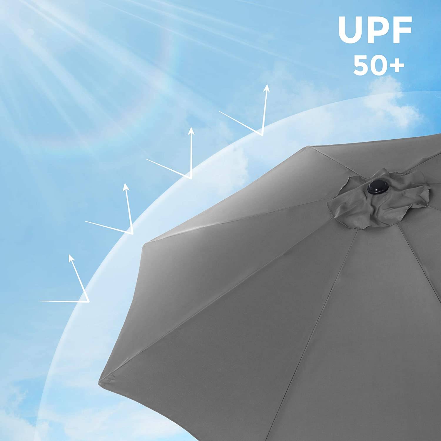 Helloshop26 - Parasol de jardin diamètre 2,7 m ombrelle protection UPF 50+ toile polyester octogonale inclinable manivelle balcon terrasse piscine plage sans socle - Image 2