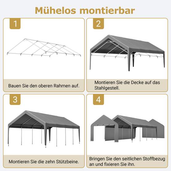 ComfortXL - Carport acier galvanisé gris 396 x 762 cm abri voiture bateau étanche modulable - ComfortXL Outdoor Living - Image 7