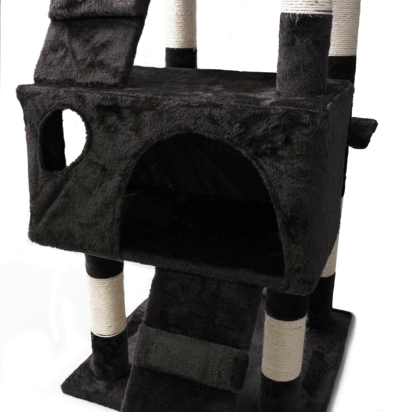 Arbre à chat 170 cm corde en sisal griffoir grattoir jeux plateforme noir - Image 5