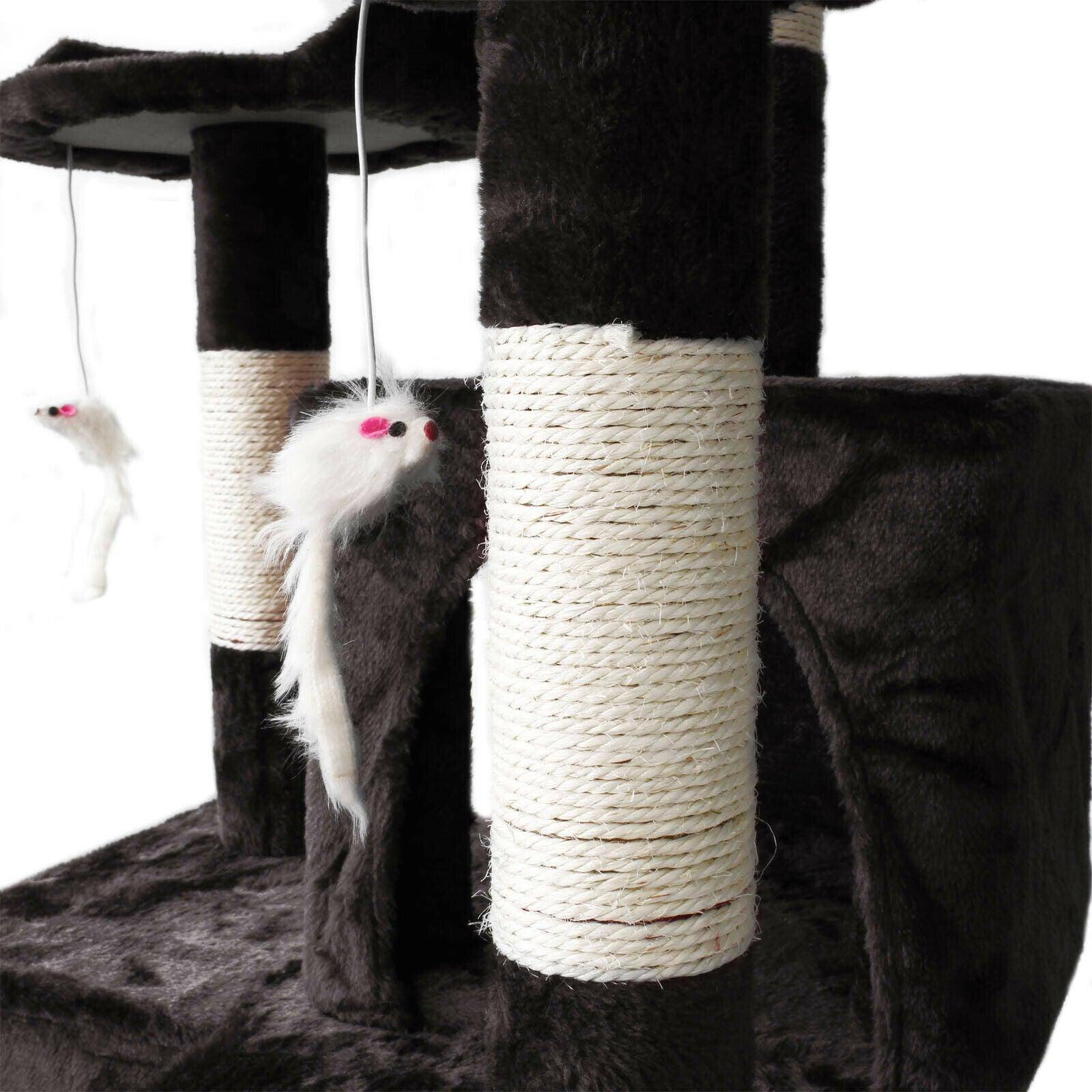 Arbre à chat 170 cm corde en sisal griffoir grattoir jeux plateforme noir - Image 4