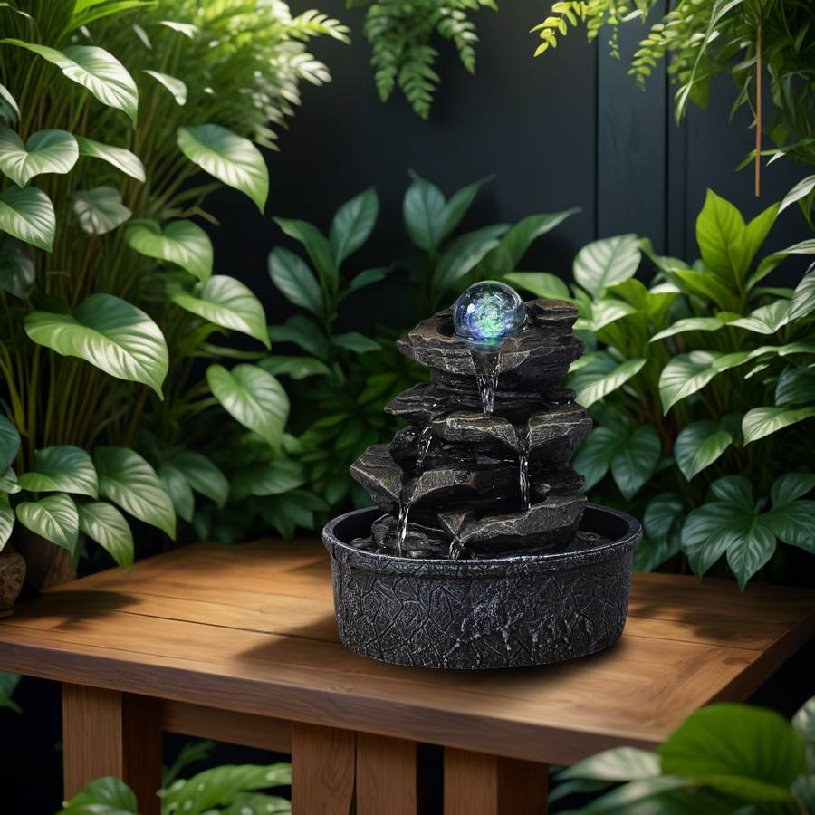 Zen Light - Fontaine Nature Little Rock - Fontaine Cascade - Fontaine Zen - Décoration Ambiance Relaxante Méditation - H 23cm – Zen'Light - Image 2