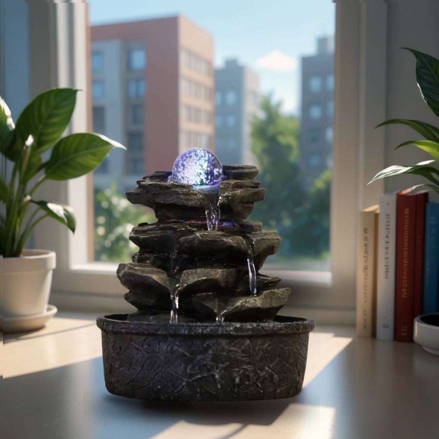 Zen Light - Fontaine Nature Little Rock - Fontaine Cascade - Fontaine Zen - Décoration Ambiance Relaxante Méditation - H 23cm – Zen'Light - Image 1