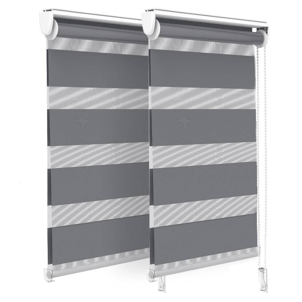 Vounot - Lot de 2 Store enrouleur jour nuit double 45x150cm Gris - Image 1