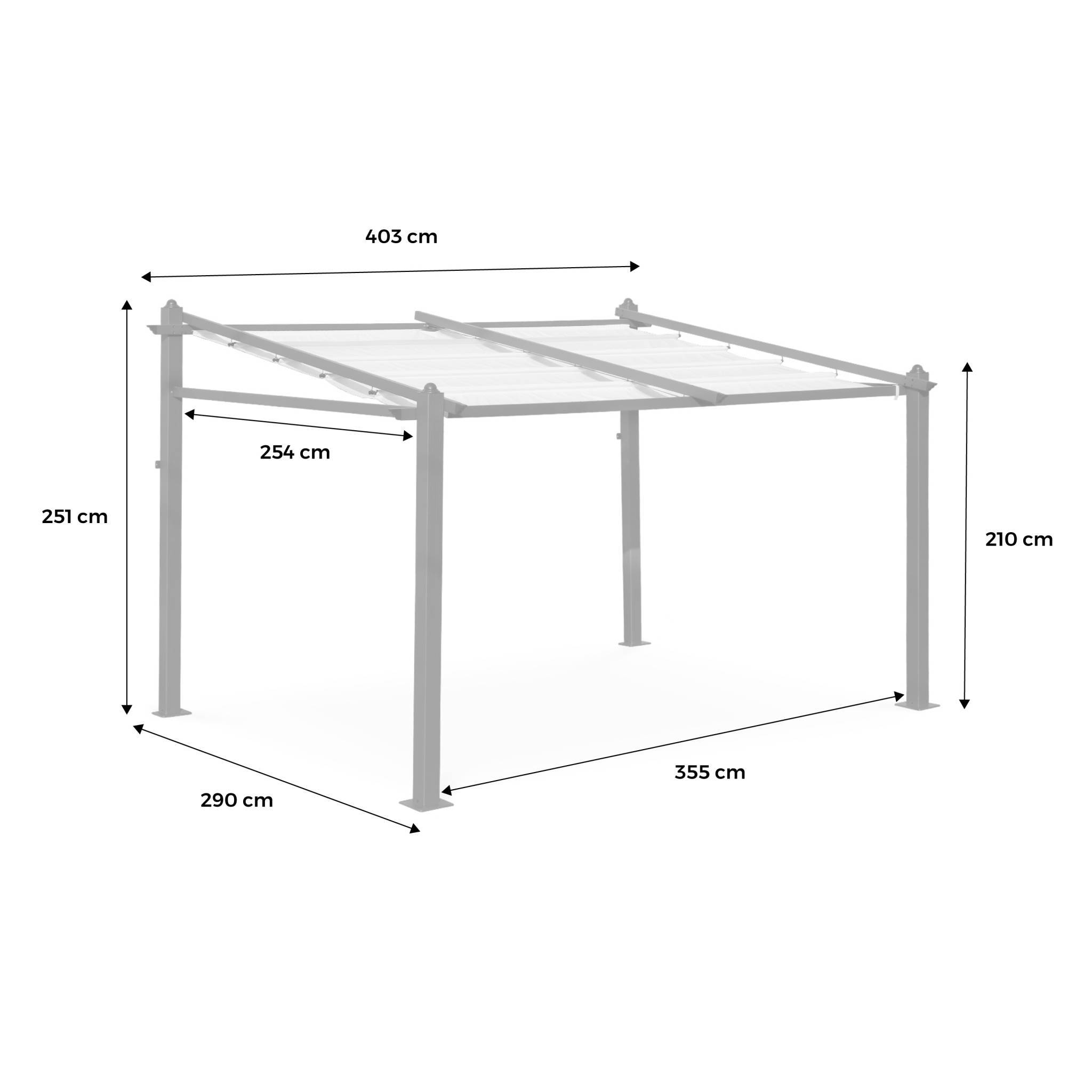sweeek - Pergola murale en aluminium - Murum 3x4m - Toile grise - Tonnelle idéale pour votre terrasse. toit retractable. toile coulissante. structure | sweeek - Image 5