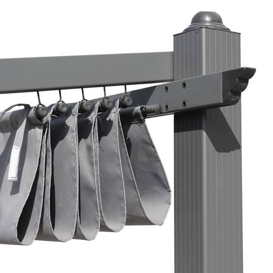 sweeek - Pergola murale en aluminium - Murum 3x4m - Toile grise - Tonnelle idéale pour votre terrasse. toit retractable. toile coulissante. structure | sweeek - Image 3