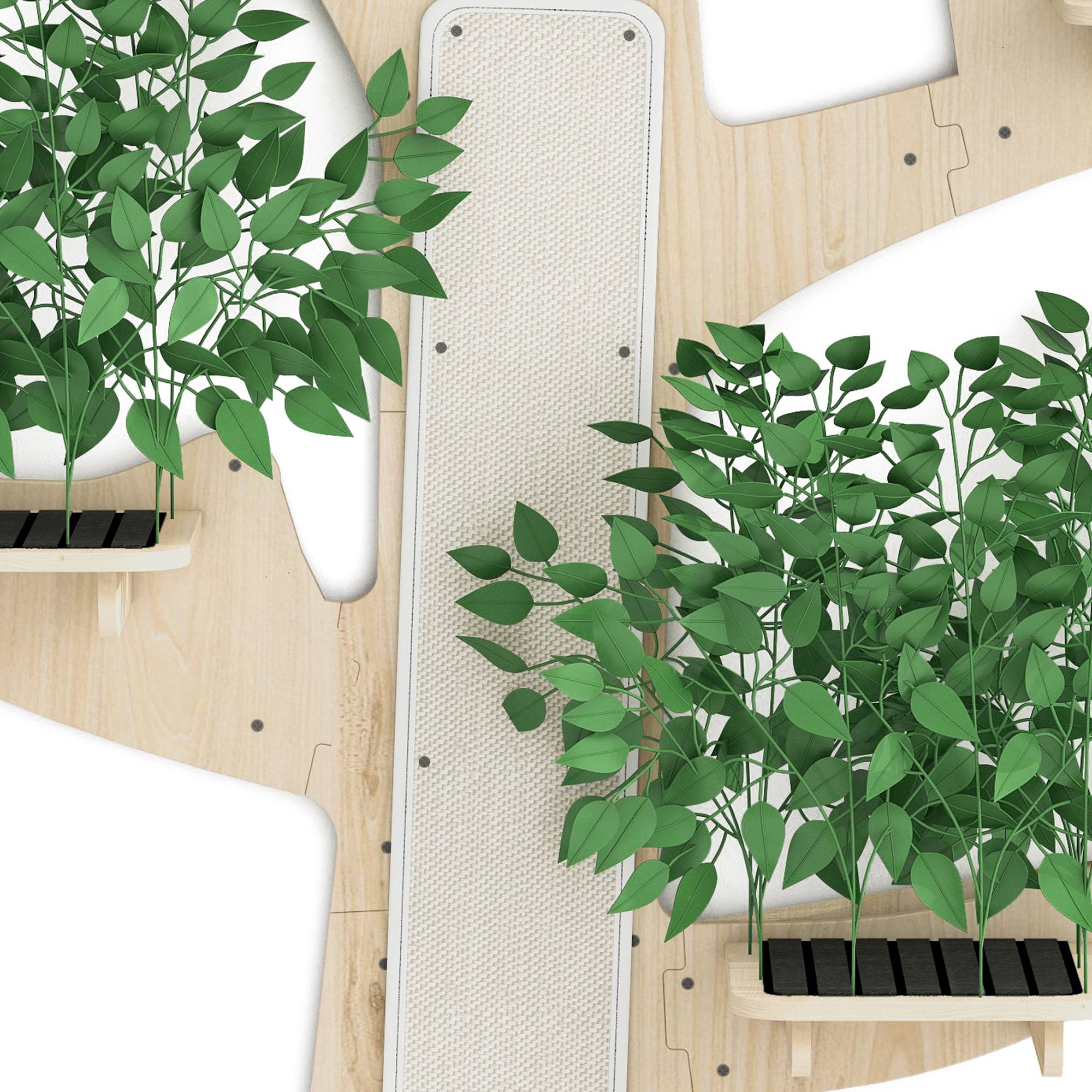 Arbre à chat mural design bois pin pour chats espace jeu griffoir 155x210cm vert - ComfortXL Outdoor Living - Image 7