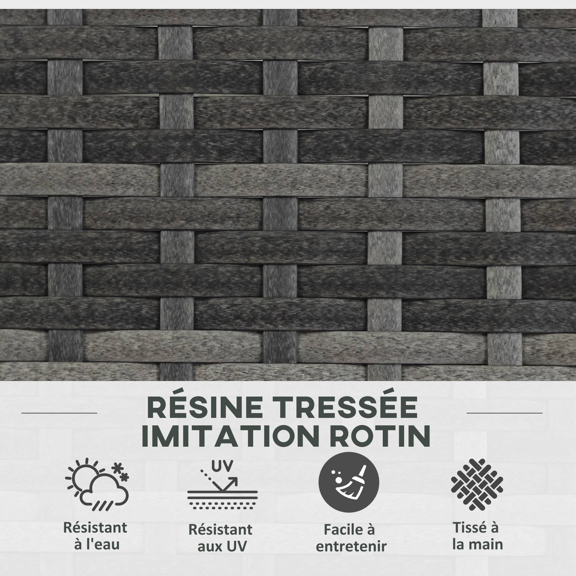 Jardinière avec treillis résine tressée et acier gris 57 x 30 x 107 cm - PANGIVO - Image 9