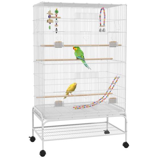 Cage à oiseaux acier blanc 79 x 49 x 133 cm - PANGIVO - Image 1