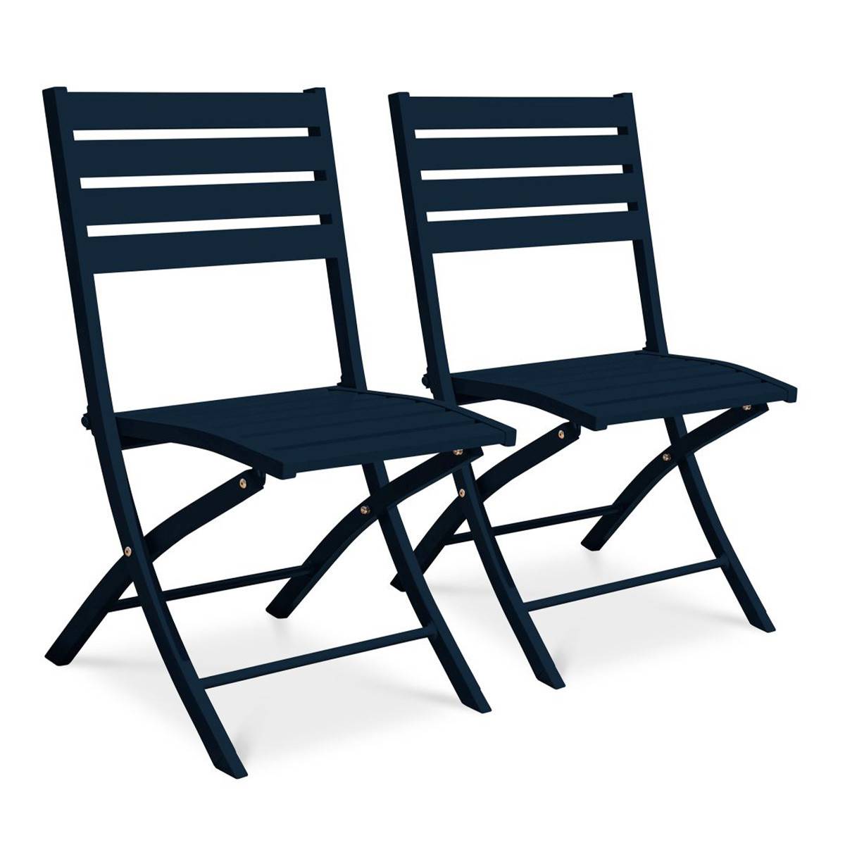 Paris Prix - Lot de 2 Chaises de Jardin Pliantes "Marius" 82cm Bleu Marine - Image 1