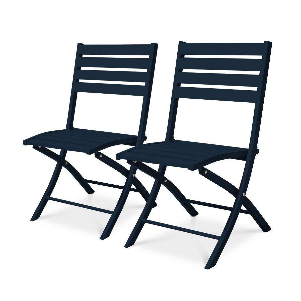 Paris Prix - Lot de 2 Chaises de Jardin Pliantes "Marius" 82cm Bleu Marine - Image 2