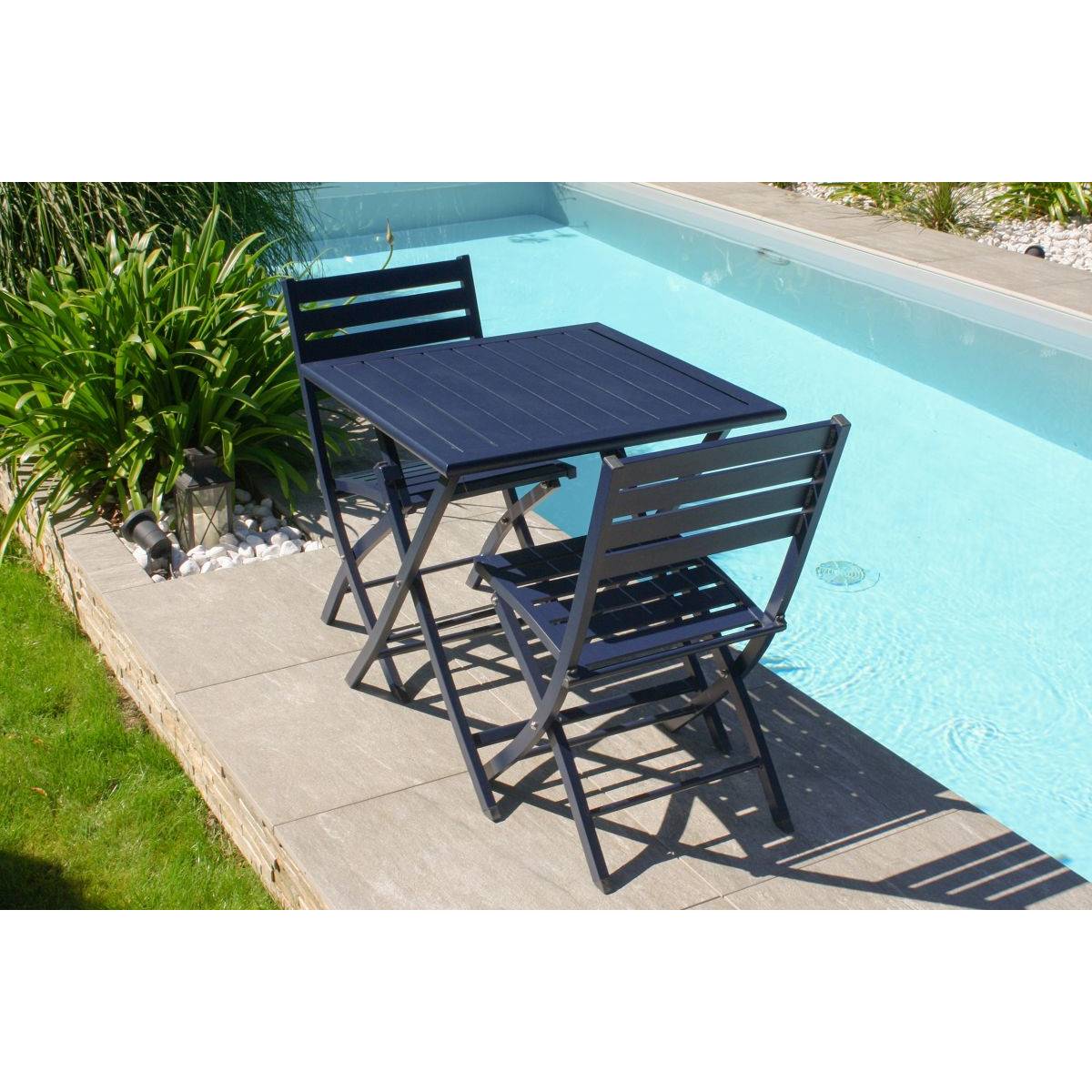 Paris Prix - Lot de 2 Chaises de Jardin Pliantes "Marius" 82cm Bleu Marine - Image 7
