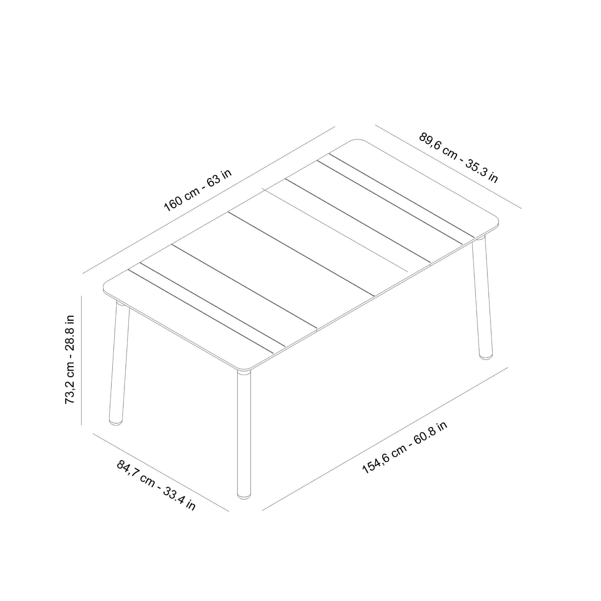 Table rectangulaire extérieur 160x90 blanc NOA garbar - Image 2