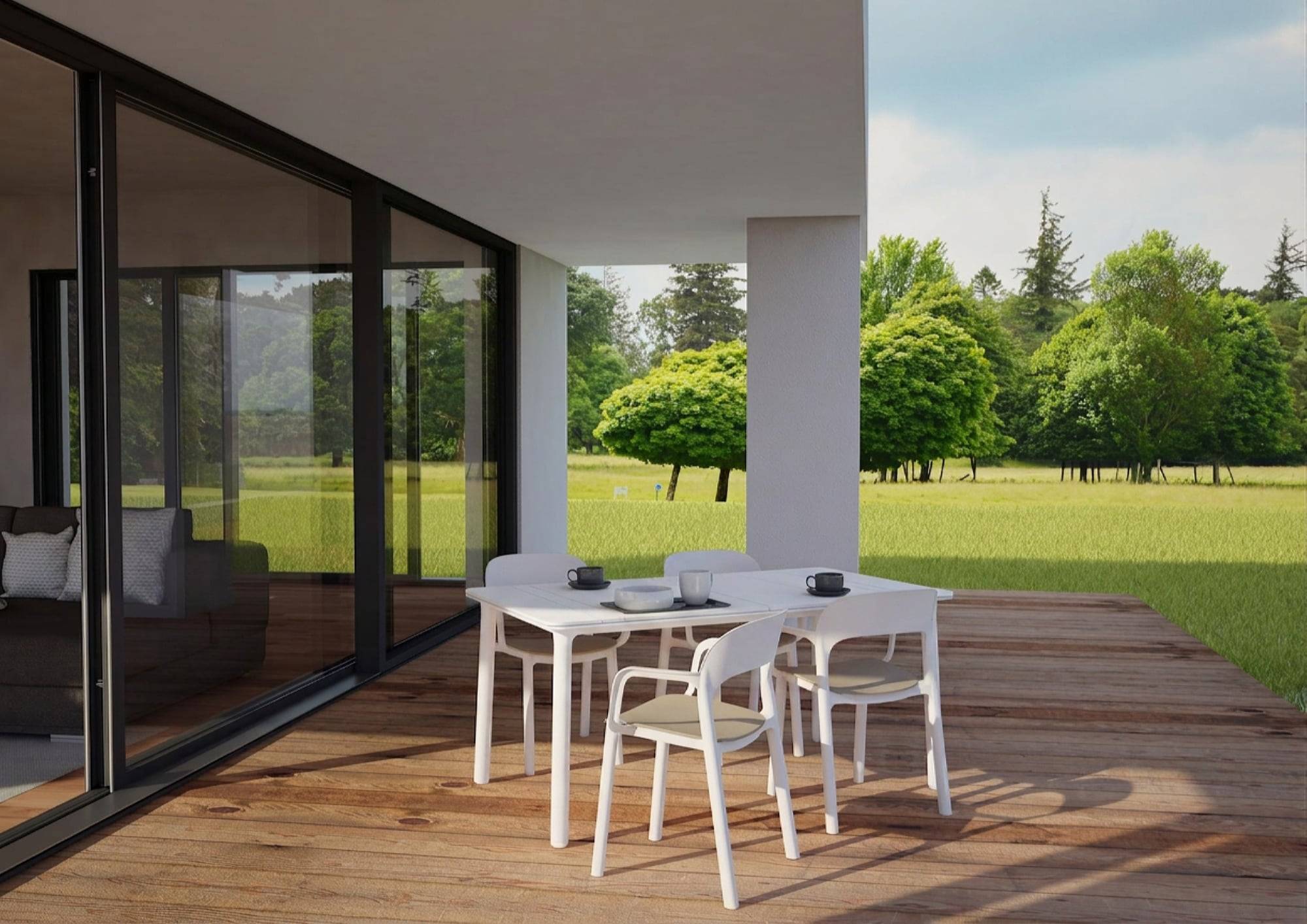 Garbar - Table rectangulaire 160x90 Noa garbar plastique blanc - Image 5