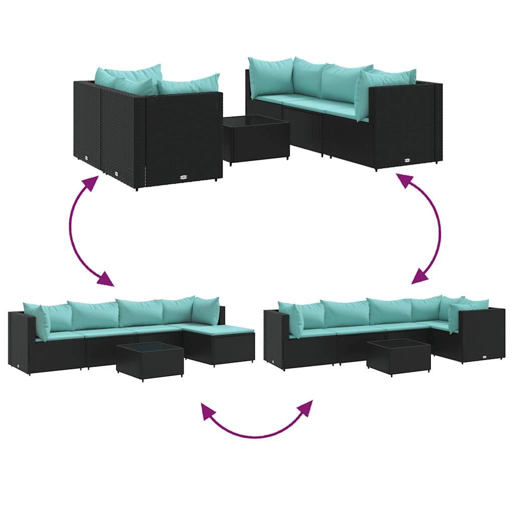 Vidaxl - Salon de jardin 6 pcs avec coussins Noir Résine tressée vidaXL 3308164 - Image 7