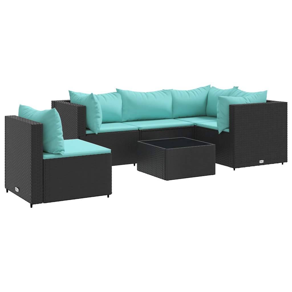 Vidaxl - Salon de jardin 6 pcs avec coussins Noir Résine tressée vidaXL 3308164 - Image 2
