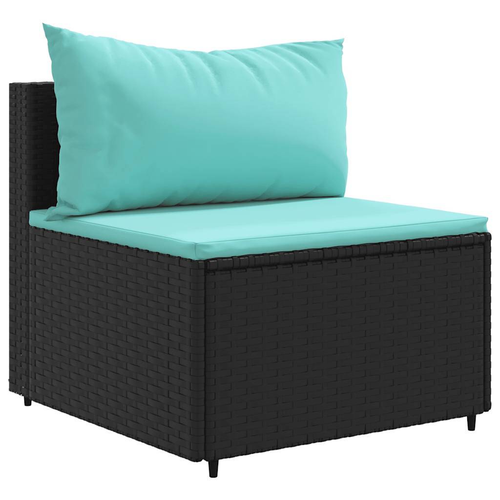 Vidaxl - Salon de jardin 6 pcs avec coussins Noir Résine tressée vidaXL 3308164 - Image 9