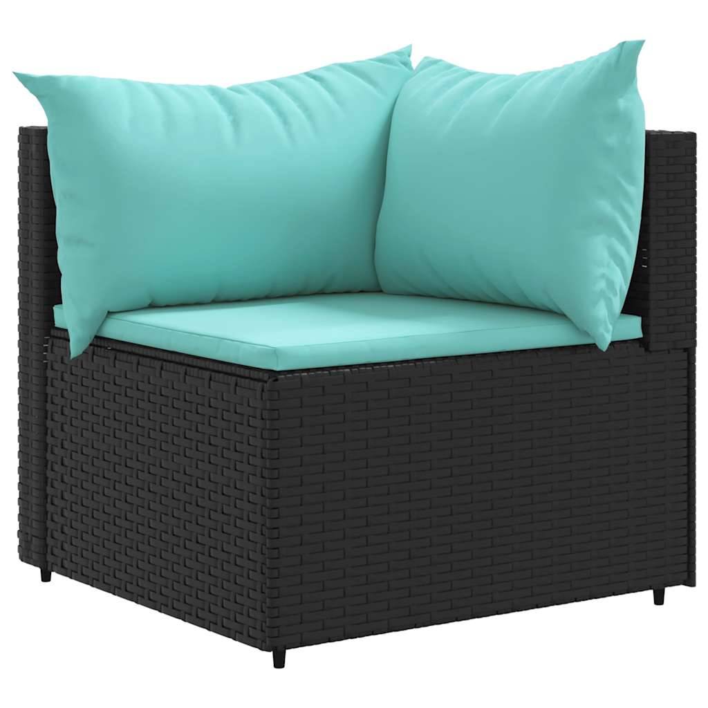 Vidaxl - Salon de jardin 6 pcs avec coussins Noir Résine tressée vidaXL 3308164 - Image 8