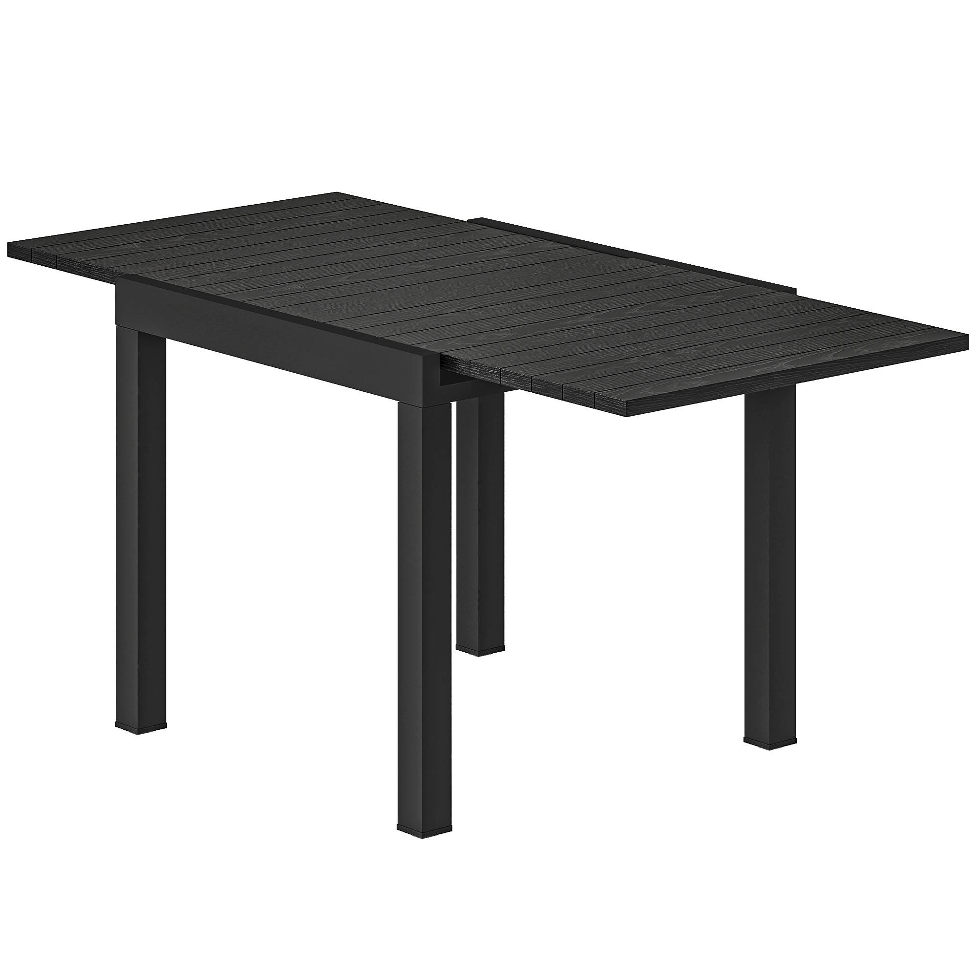 ComfortXL - Table de jardin extensible aluminium effet bois pour 4-6 personnes noir - ComfortXL Outdoor Living - Image 2