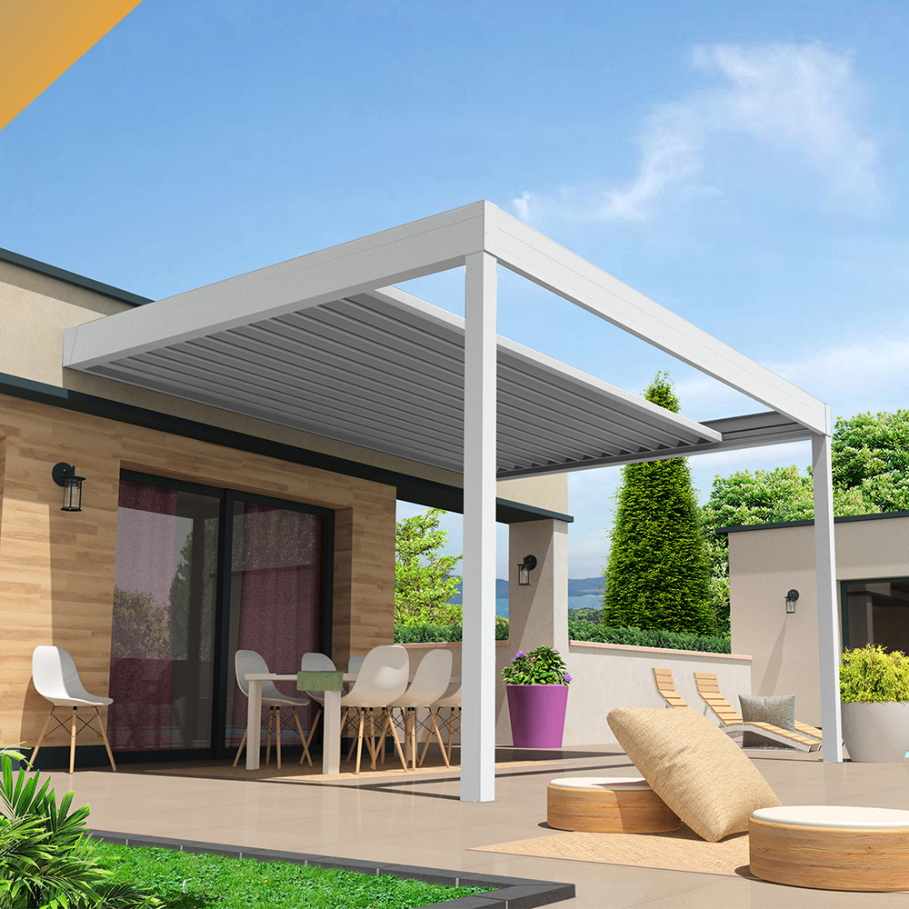 Intersun - Pergola rétractable HYLIA 5,00x5,213 M Motorisé à Télécommande (Blanc) - INTERSUN - Image 2